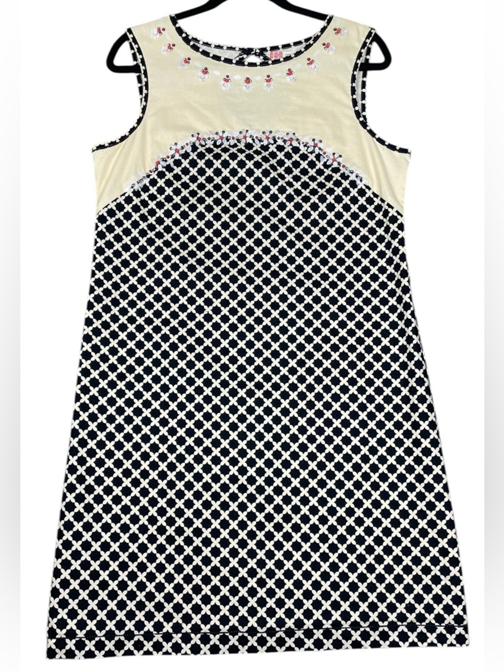 Chelsea & Violet Beaded Geometric Floral Preppy Stylish Versatile Sheath Dress L